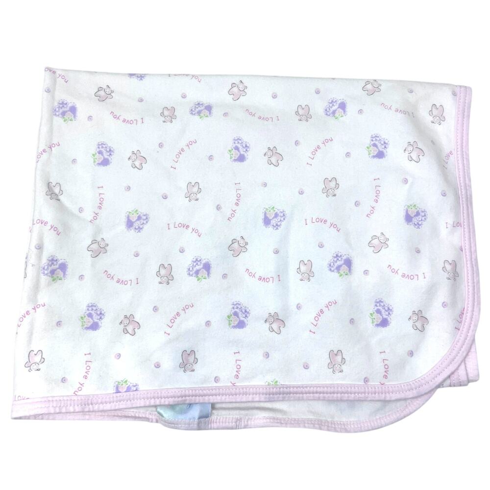 Vintage Gerber Baby Blanket Pink Teddy Bear I Love You Sweet‎ Expectations 2003